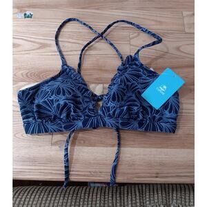 Cupshe Designed For You Bikini Top Only Sz L NWT Blue Padded Bathing Suit
